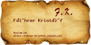 Führer Kristóf névjegykártya